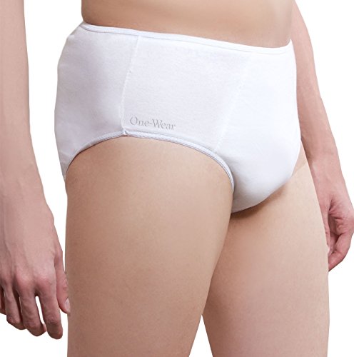 Men's Disposable Cotton Briefs (5 Pack) - Super Soft Premium Quality Lightweight Single-use underwear Travel Hospital Spa Massage Sauna Salon Overnight Stays and Emergency Situations (Large)