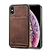 Produktbild TACOO Schutzhülle für Apple iPhone XS X, schlankes PU-Leder, Kartenfächer, Stabiler Ständer, braun