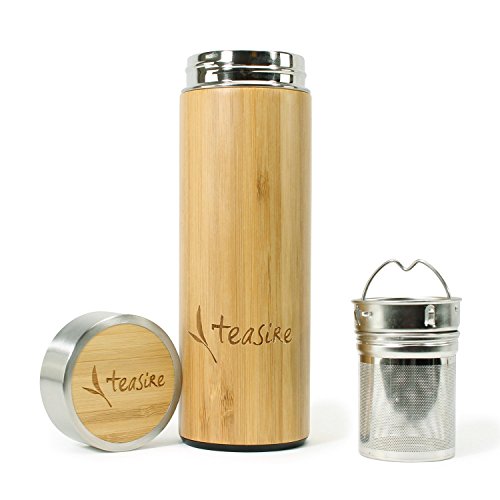 Teasire Bambus Thermobecher – Die ideale Tea to go Thermoflasche im edlen Bambus Design, 300ml - 2