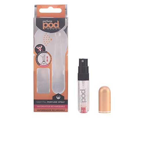 Perfume Pod Clear Refillable Perfume Atomiser with Spray & Genie-S Refill (Gold)