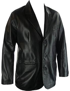UNICORN Männer Echt Leder Jacke Klassiker Suit Blazer Schwarz #G4
