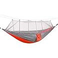 IRIS Camping Hammock with Mosquito Net, 2 Person Ultralight Portable Windproof, Anti-Mosquito, Swing Sleeping Hammock Bed with Net for Outdoor, Hiking, Backpacking, Travel,etc (Grey+Orange)