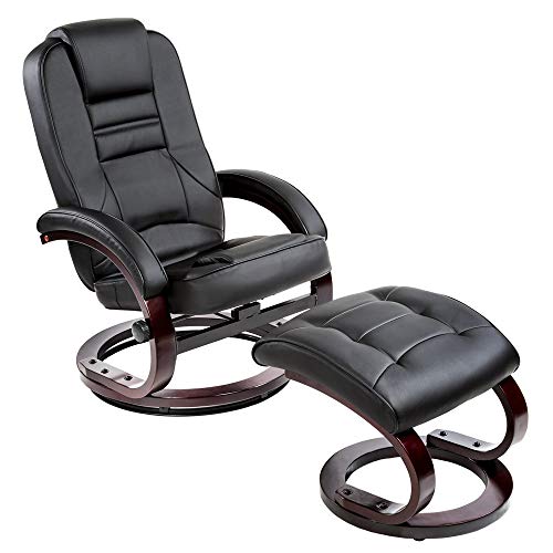 TecTake 401555 - Fauteuil Relax TV avec Pouf, Pivotant à 360°, Rembourrage Confortable et Doux
