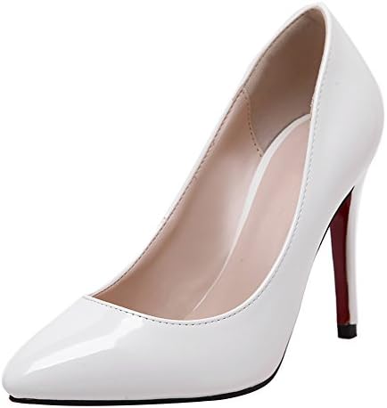 NIUERTE Women's High Heel Pointed Toe Classic Dressing Pumps White 9 UK