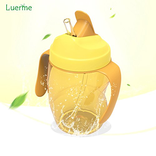 luerme 260 ml Babys Kids Kinder kein überschwappen Stroh Flasche Schnabeltasse Füttern Trinkbecher mit Griffen - 3