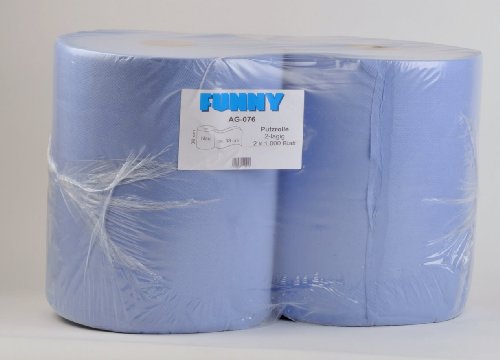 Preisvergleich Produktbild 2 X ROLLEN PUTZPAPIER;PUTZPAPIERROLLE BLAU JE 1000 BLATT 36 x 36 CM 2-lg SAUGSTARK