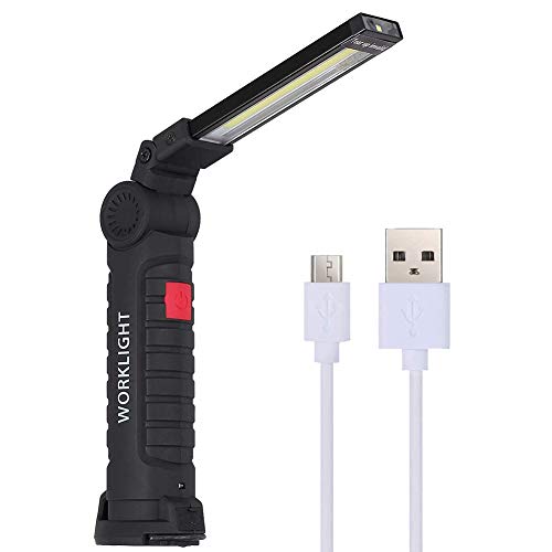VGROUND Lampada da Lavoro a LED Portatile, Elettrica Ricaricabile Lampade di Ispezione con 5 Modalità Base Magnetica e Gancio Appeso Torcia LED per Garage, Casa, Campeggio, Emergenza