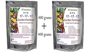 TSR Organic Fertilisers & Pesticides NPK 17 17 17, Nitrogen Phosphorus Potassium Soil Application Granules for All Types of Indoor and Outdoor Garden Plants (400 g and 400 g = 800 g)
