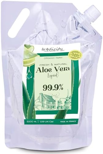 Aloe Vera Puro Liquido 100% Natural BIO: Idratante, Lenitivo e Riparatore, Tonico e Detergente Viso, Dopo-Sole, Depilazione e Rasatura, Siero Anti-Età. COSMETICA FAI DA TE - 5000 ml