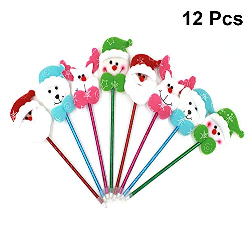 Preisvergleich Produktbild Toyvian 12 stücke Weihnachten Kugelschreiber mit Mix Muster Geschenk Stifte für Weihnachten Urlaub Festliche Party Favors Studenten Büro Schulbedarf