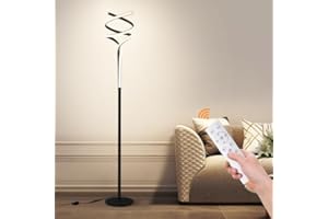 AMANLIFE Lampadaire sur pied salon, Lampadaire moderne à LED, Lampe salon 2500LM-40W-3Color Dimmable, Lampe sur pied noir lumineux 160 CM pour le salon, la chambre à coucher, la salle à manger et l'étude.