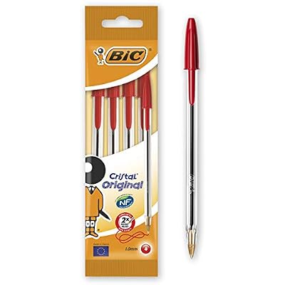 BIC Cristal Original Stylos-Bille - Rouge, Pochette de 4