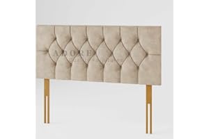 Adore Living Divan Bed Headboard Elegant Chesterfield Plush Velvet 20" Height Padded Lined Headboard (Coffee, 3ft Single)