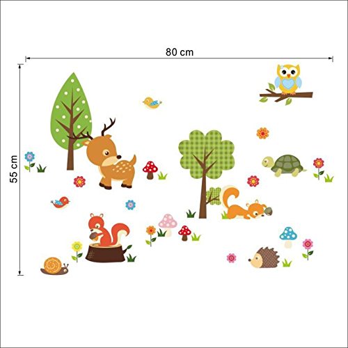 Ouneed® Wandaufkleber Wandtattoo Wandsticker , Waldtiere Eulen Kinderzimmer Schlafzimmer Hintergrund Wandaufkleber - 4