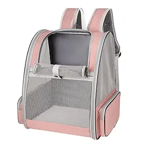 GIANTE Collapsible Pet Dog Cat Carrier Rabbit Mesh Backpack Travel Heavy-Duty Pink