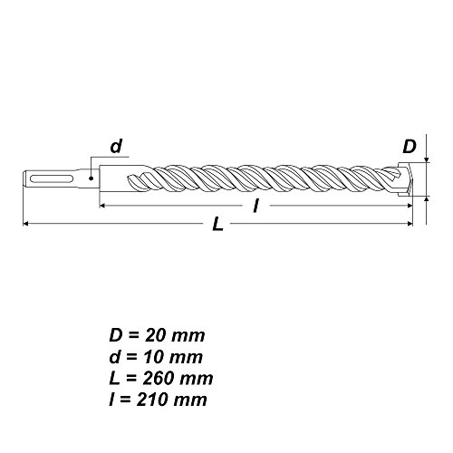 SDS Plus Ø 20 x 260 mm Betonbohrer Hammerbohrer Bohrer für Stein Mauerwerk Beton - 4