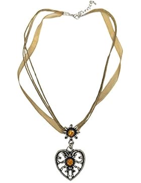Trachtenkette Herz Tracht Kette Blume Strass Dirndl Wiesn Oktoberfest Vintage Braun Cappuccino SR181