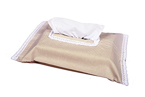 Vizaro - Baby Wipes Case Cover/ Tissue Holder - 100% Premium Quality Luxury Cotton - Beige Stripes with Lace Collection - Tested against harmful substances - Made in EU