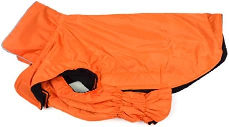 Waterproof Dog Coat Jacket, Fleece Lined For Warmth, Chest Protector, Reflective Piping For Night Safety Orange Medium