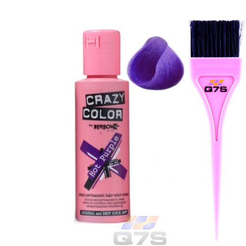 Crazy Color Semi-permanent Hair Colours with ® Q7S TM Tint Brush (Hot Purple)