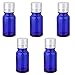 Imported 5Pcs Blue Glass Essential Oil Bottle Vial Orifice Reducer & Silver Screw Cap RS.285.00