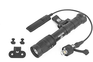 SBGJMY M640W Lampe de poche stroboscopique,Torche de fusil rotative de 500 lumens avec coussin de pression et interrupteur de bouton de queue pour Mlok Keymod et 20mm Picatinny Rail System