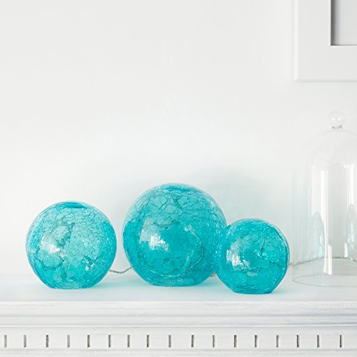 3er Set LED Glaskugeln türkis batteriebetrieben - 3