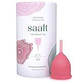 Saalt Menstrual Cup - Premium Design - Most Comfortable Period Cup - #1 Active Cup - Wear for 12 Hours - Soft, Flexible, Reusable Medical-Grade Silicone (Small, Himalayan Pink)