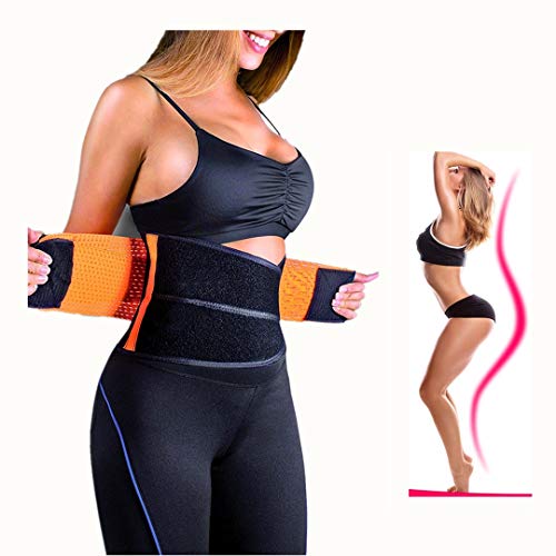 ZSZBACE Femme et Homme Ceintures de Sudation Serre Taille Corset Sculptant Cincher réglable Belt Body Shaper (s-XXL Orange) (L)