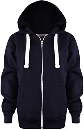 New Ladies Womens PLUS SIZE ALL COLOUR Plain Zipped Hoodies NAVY UK SIZE 6XL/24