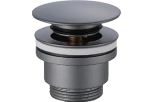 MICE COLLECTION Mice - Valvula de Click Clack Apta para lavabos y bides Fácil instalación Tapones de Desagüe Lavabo, Universal con o sin Rebosadero, Pop-Up Gris Mate-VCC017