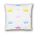 Amilian® Handcrafted Decorative Art-Deco Crown Print Multi-Coloured/White 100% Cotton Premium Quality Durable Throw Cushion Cover Pillowcase Only 80 cm x 80 cm