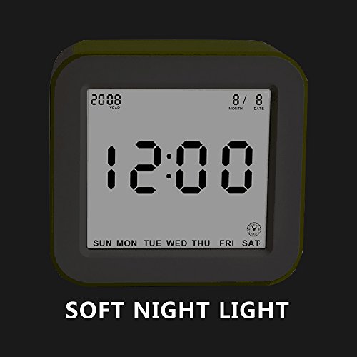 Digital Wecker, Schwerkraft-Sensor Wecker Multi Funktionen Wecker betrieben mit großen Bildschirm, Datum, Zeit, Kalender, Temperaturanzeige, Alarm, Countdown für Kinder, Jugendliche, Teenager Grün - 4