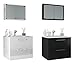 Produktbild VCM Waschplatz Badmöbel Badezimmer Komplett Set Waschtisch Waschbecken Spiegel Badblock Tenas Schwarz