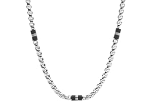 Fossil Collier en acier inoxydable pour hommes avec fermoir mousqueton Collier en chaîne