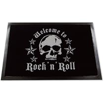 Welcome To Rock N Roll Skull Logo Fußmatte – Rutschfeste Schmutzfangmatte Für Die Tür