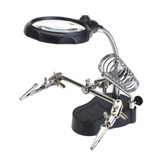 Gearmax® 3.5x & 12X dritte helfende Hand Clip-LED Vergrößerungsablageständer Len Lupe