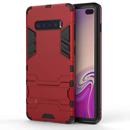 KISCO pour Coque Samsung Galaxy S10 Plus,Housse Coque Doux TPU et PC Hybride Frame Anti-Chocs Etui de Protection avec Support,pour Samsung Galaxy S10 Plus-Rouge