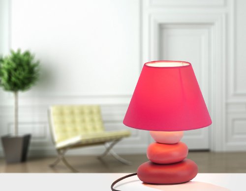 Brilliant Paolo Tischleuchte in Steinoptik, Keramik/Textil, H: 23 cm, D: 17 cm, rot 92907/01 - 3