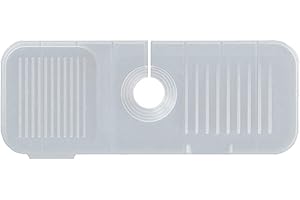 TSQZE Wasserhahn Matte Wasserhahn Spritzschutz Wasserhahn Spüle Spritzschutz, Abtropfmatte Silikon Wasserhahn, Für Küche Und Badezimmer Arbeitsplatte Schützen (Transparent,37cm)