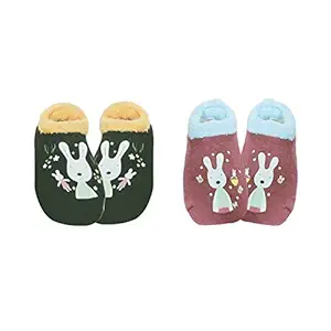 CROTUS Premium and Comfortable Winter Baby Booties Shoes for Baby Girl and Boy (Age 1.5 to 3 Years) (Multicolor) Pack of 2