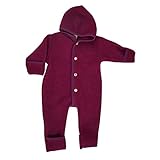 Overall mit Kapuze, 100% Schurwolle Fleece, Engel Natur, Gr....