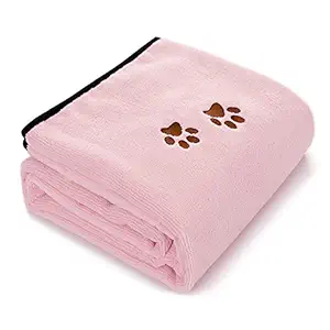 GAPZER Microfiber Bath Dog Towel Super Absorbent Soft Pet Ultra Drying Towels for Dogs Cats Kitten(Large, Pink)