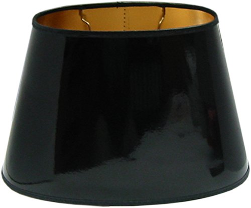 Lampenschirm *oval*, schwarz Lack, Seidenglanz , innen gold/ Du=25cm Do=21, schräge H=14cm