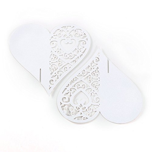 Musuntas 50Tlg weiß Herz Motive Namenskärtchen / Platzkarte / Namensschild / Sitzkarte / Namenskarte / Tischkarte / Tischkärtchen für Hochzeiten Feste oder Partys - 5