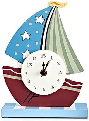 ZAZAZA Health UK Clock - models of children room sailing theme desktop clock with Arabic numerals mute cartoon beautiful pendulum seats bell of the welcome