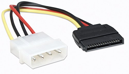 Manhattan 342766 SATA Stromkabel, 4-polig Molex-Stecker auf 15-polig Stecker, 15 cm weiß/schwarz - 2