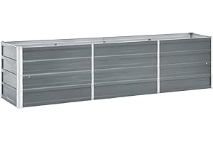 ‎VIDAXL vidaXL Garten Hochbeet Gemüsebeet Pflanzbeet Gartenbeet Frühbeet Pflanzkasten Blumenkasten Blumenbeet Verzinkter Stahl 240x40x45cm Grau