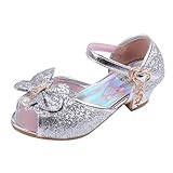  Zapatos Niña Princesa - Talla 26-35 - Zapatos Tacon de Fiesta - Sandalias de Vestir Cristal Bling Bowknot