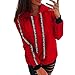 Price comparison product image BaZhaHei Ladies Ribbon Solid Color Loose Hoodie Long Sleeve Sweatshirt Hooded Pullover Tops Plus Size Women Tops Shirt Red